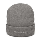 Embroidered 'Romans 8:31' Ribbed Knit Beanie — Faith Winter Hat