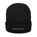 Embroidered 'Romans 8:31' Ribbed Knit Beanie — Faith Winter Hat